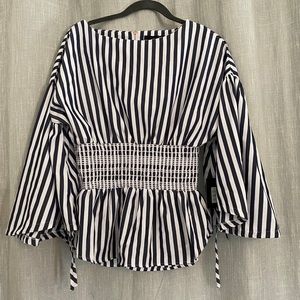 Bell sleeve striped shirt